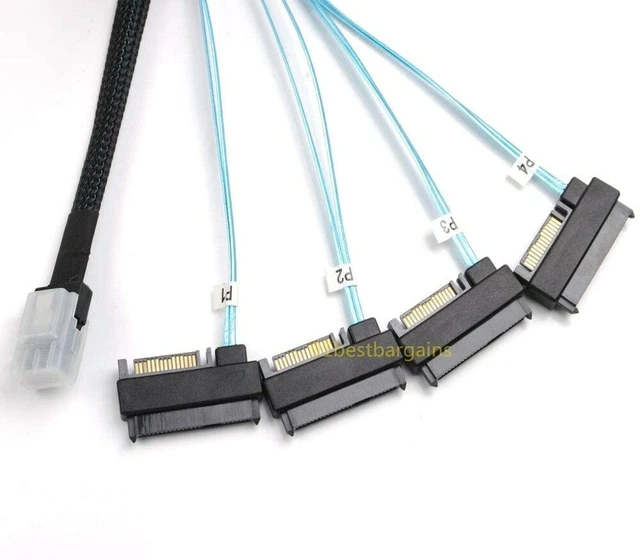 Alt view image 5 of 5 - Connectors with SATA Power Cable 1M Mini SAS 36P SFF-8087 to 4 SFF-8482
