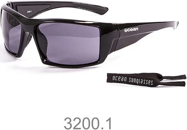 Alt view image 4 of 4 - Sunglasses OCEAN ARUBA Women Men Unisex Water Sports Surf Polarized Full Frame Wrap & Rectangle (Shiny Black / Smoke)