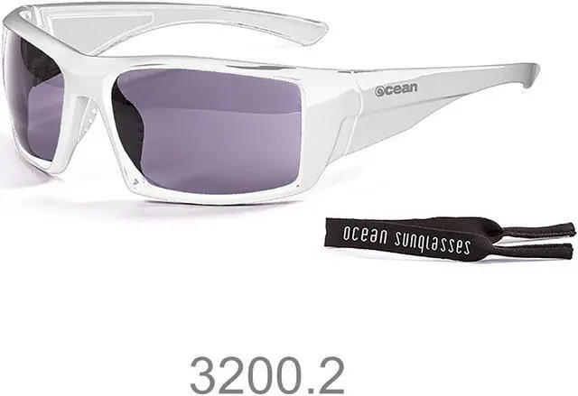 Alt view image 2 of 2 - Sunglasses OCEAN ARUBA Women Men Unisex Water Sports Surf Polarized Full Frame Wrap & Rectangle (Shiny White / Smoke)