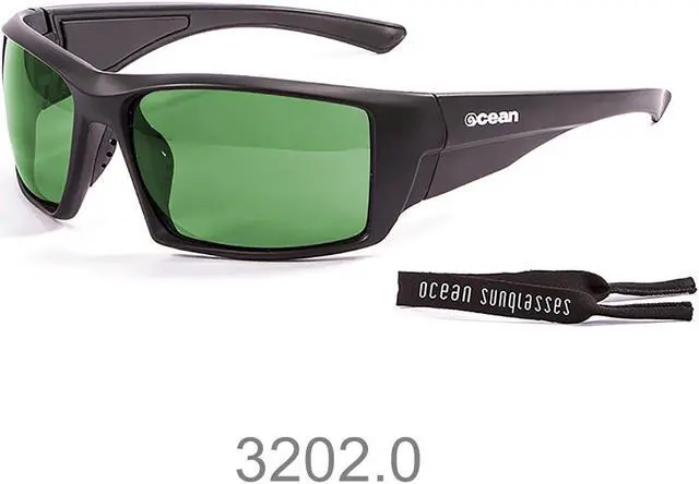 Alt view image 2 of 2 - Sunglasses OCEAN ARUBA Women Men Unisex Water Sports Surf Polarized Full Frame Wrap & Rectangle (Matte Black / Tech Coating Green)