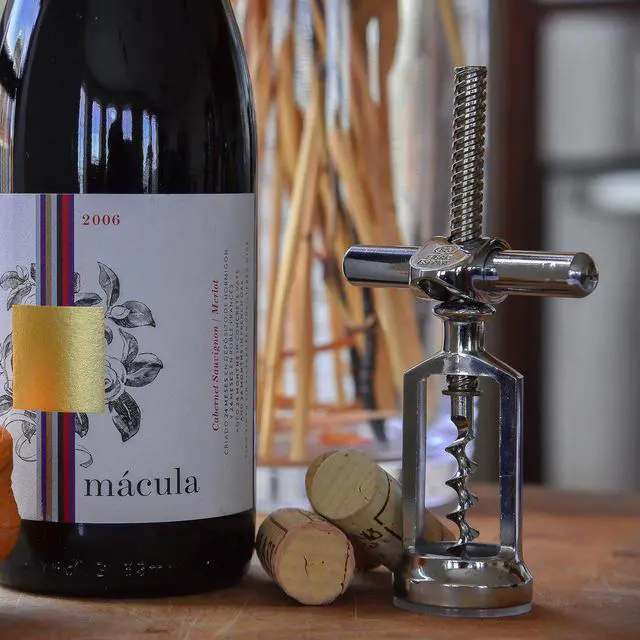 Alt view image 3 of 6 - BOJ Self Pulling Corkscrew and Cap Cut Foil Cutter, Handheld Wine Opener Vintage Style, Gray Silver and Red