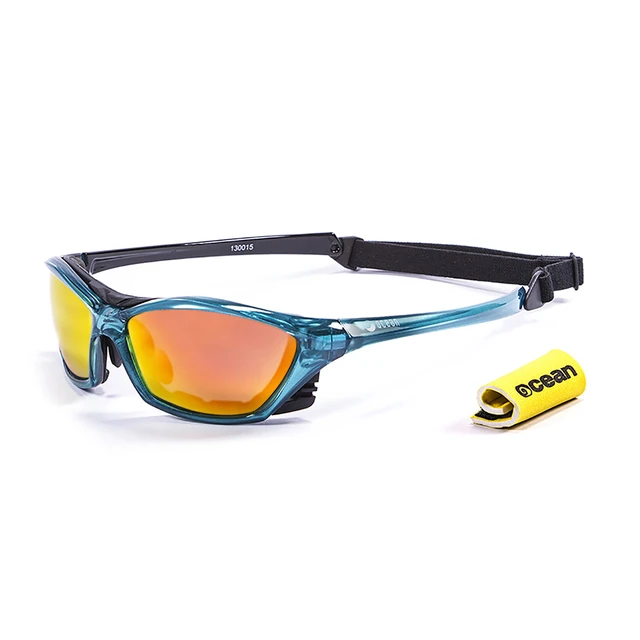 Alt view image 2 of 2 - OCEAN Sunglasses LAKE GARDA Polarized blue transparent with revo red lens