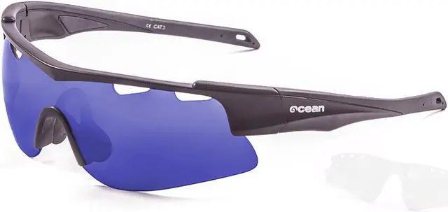 Main image of OCEAN Sunglasses ALPINE matte black with blue lens