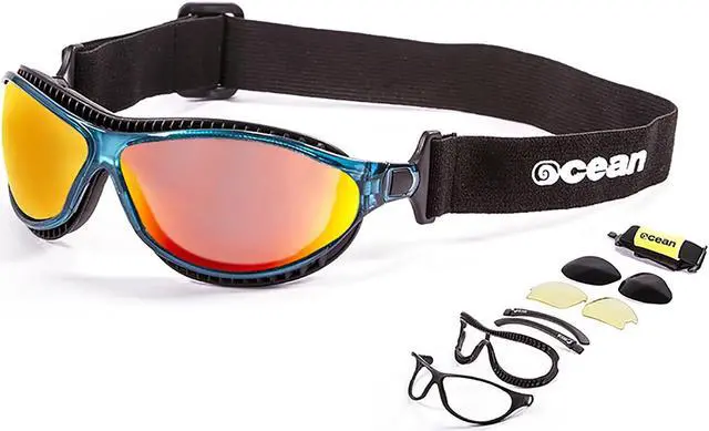 Alt view image 2 of 2 - Sunglasses OCEAN TIERRA DE FUEGO Women Men Unisex Water Sports Kiteboarding Surf Polarized Full Frame Goggle & Rectangle (Blue / Red Mirror)
