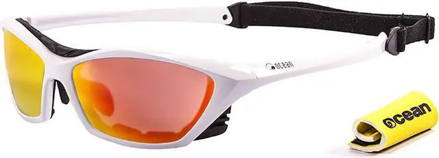 Alt view image 2 of 2 - OCEAN Sunglasses LAKE GARDA Polarized shiny white with red lens