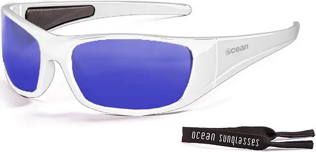 Alt view image 2 of 2 - OCEAN Sunglasses BERMUDA Polarized shiny white with blue lens