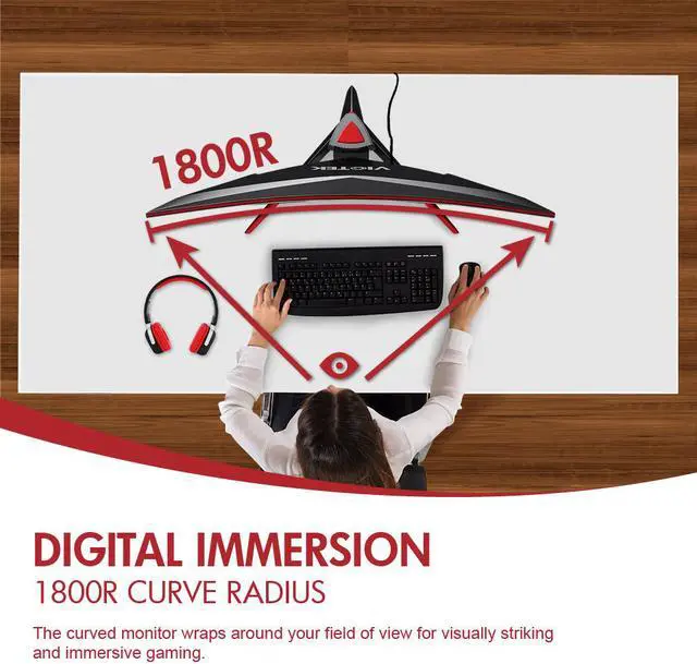 Alt view image 10 of 11 - VIOTEK GN32LD 32" 144 Hz QHD Curved Gaming Monitor, 16:9 Widescreen, 1800R, Ultra-Thin Frame, AMD FreeSync, DP, HDMI, DVI