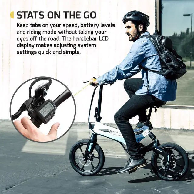 Alt view image 6 of 6 - Swagtron Swagcycle EB-7 Elite Folding Electric Bike, 16-Inch Wheels, Swappable Battery with Keylock & Rear Suspension
