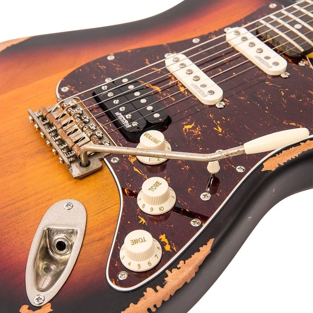 Alt view image 6 of 7 - Vintage Icon Distressed V6HMR- Sunburst, GFW-GTR-1000 Stand, (2) ErnieBall Cables Bundle