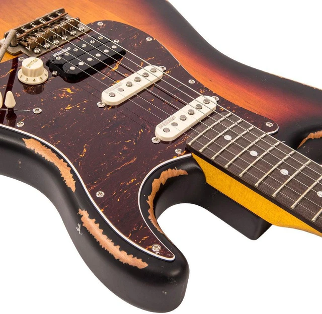 Alt view image 4 of 7 - Vintage Icon Distressed V6HMR- Sunburst, GFW-GTR-1000 Stand, (2) ErnieBall Cables Bundle