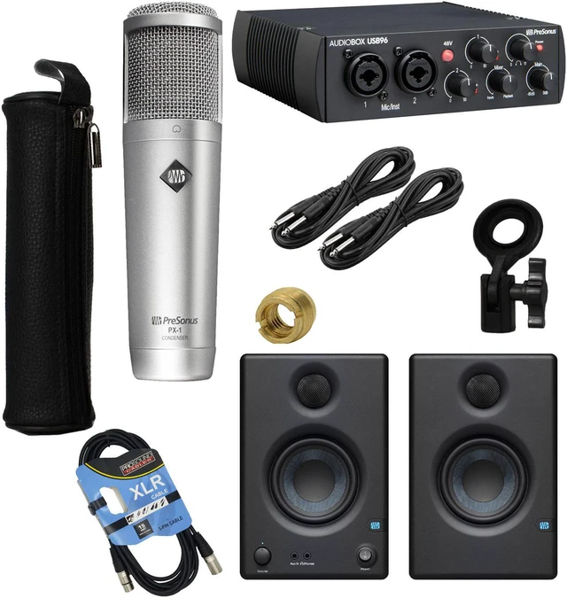 Main image of PreSonus PX-1 Condenser Mic, Presonus Eris3.5 Monitors, Presonus AudioBox USB 96, XLR Cable, (2) 1/4 Cables Bundle