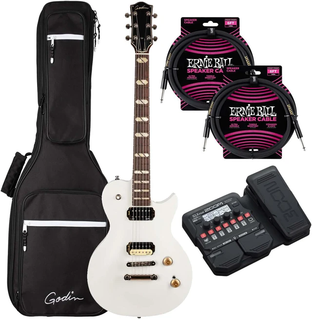 Main image of Godin (050475) Summit Electric Guitar - Trans White, Zoom G1X Pedal, (2) ErnieBall Cables Bundle