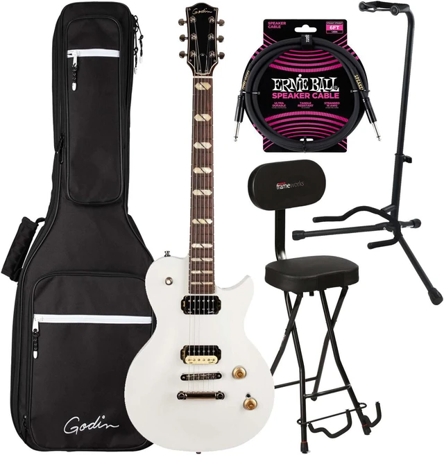 Main image of Godin (050475) Summit Electric Guitar - Trans White, Gator GFW-GTR-1000 Stand, Gator GFW-GTR-SEAT, ErnieBall Cable Bundle