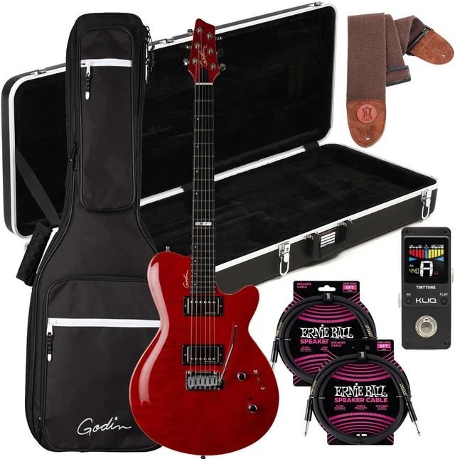 Main image of Godin (047604) DS-1 Daryl Stuermer Signature Electric Guitar, Gator GCELEC Deluxe Molded, (2) ErnieBall Cables, KLIQ TinyTune, Levy's MSSC4-BRN Bundle