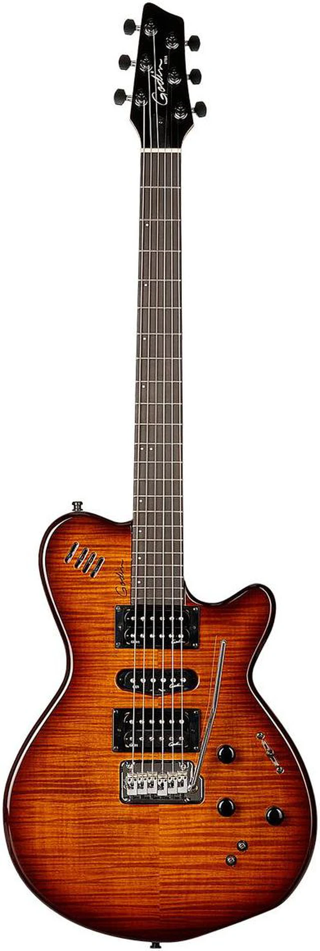Alt view image 2 of 7 - Godin (028672) xtSA Light Burst Flame Electric Guitar with Gig Bag, Gator GC-ELECTRIC-A Deluxe ABS Bundle