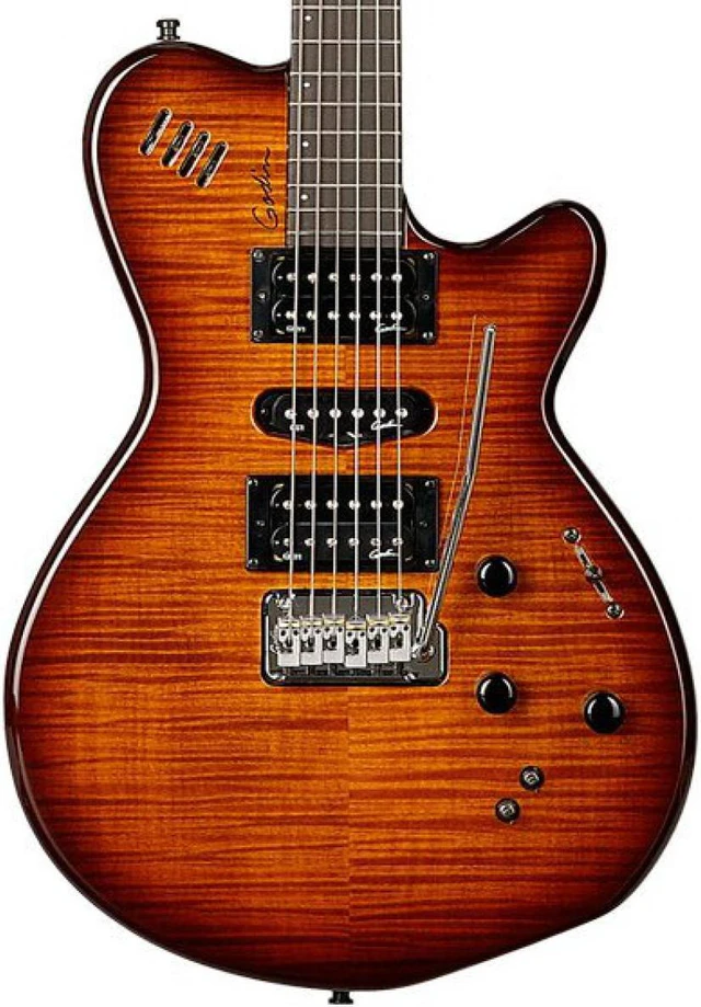 Alt view image 4 of 7 - Godin (028672) xtSA Light Burst Flame Electric Guitar with Gig Bag, Gator GC-ELECTRIC-A Deluxe ABS Bundle