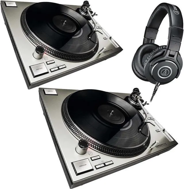 Main image of (2) Reloop RP-7000 MK2 (Silver) Turntables, Audio Technica ATH-M40X Bundle