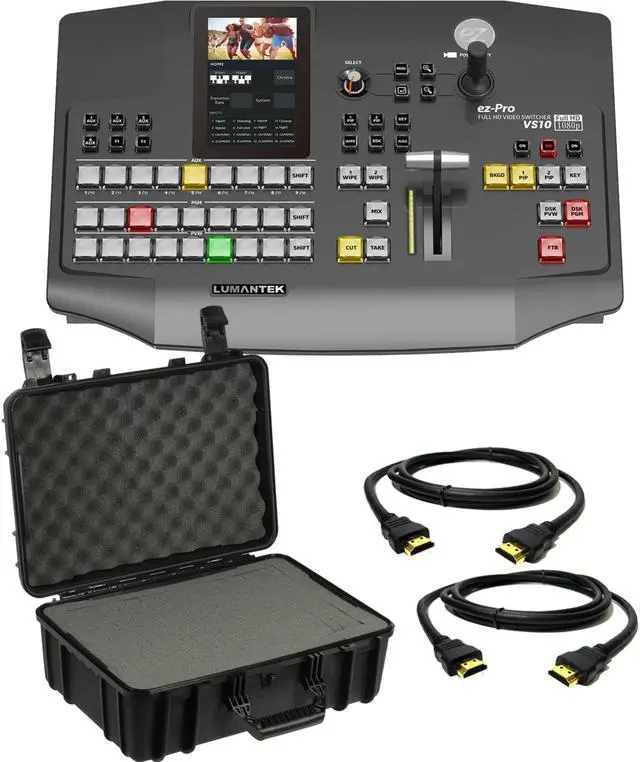 Main image of Lumantek ez-Pro VS10 3G-SDI/HDMI Video Switcher, Hard Case with Foam #801 Watertight IP67, (2) HDMI Cables Bundle