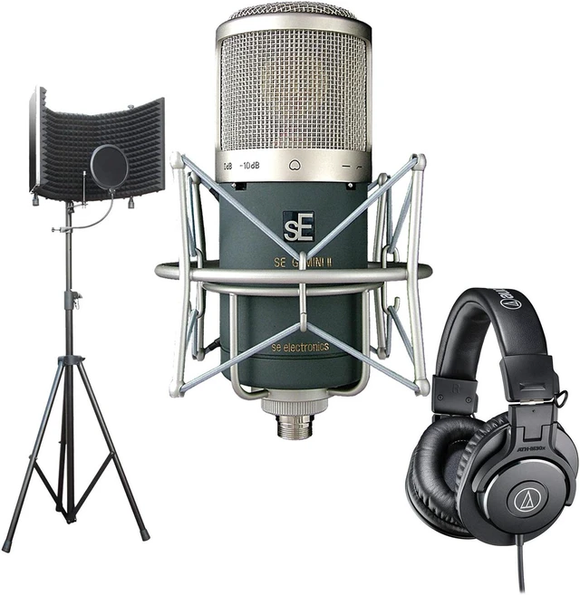Main image of sE Electronics Gemini II Large-diaphragm Condenser Microphone, AxcessAbles SF-101KIT Recording Studio Kit, AT ATH M30X Bundle