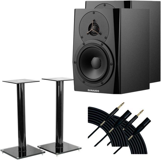 Dynaudio LYD Powered Studio Monitor Black (Pair) VIVO Premium  Universal 23 inch Floor Speaker Stands (2) Mogami Cable