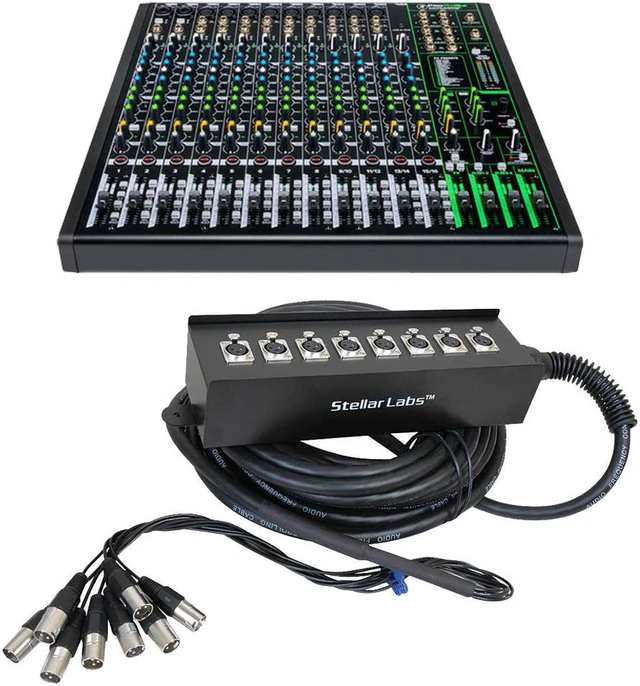 Main image of Mackie ProFX16v3 16-Channel Sound Reinforcement Mixer with Built-In FX + 32' 8 Channel Box XLR Cable Snake