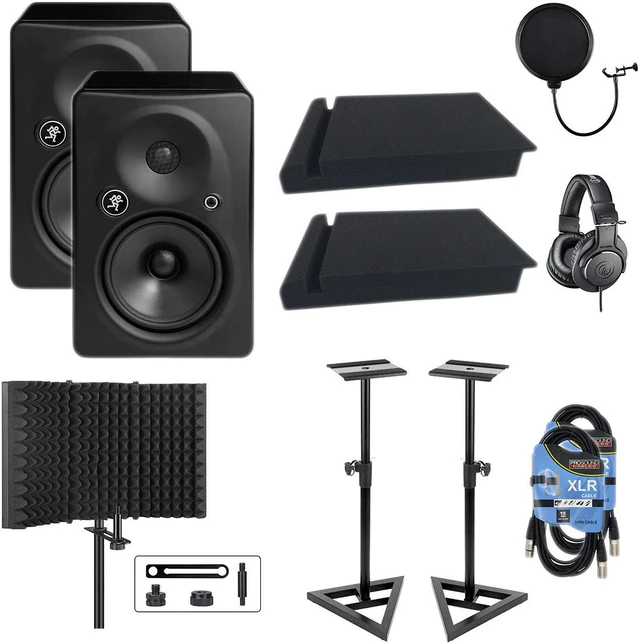 Main image of Mackie HR624 MK2 6.7 Pair - Aokeo Reflection Filter - ATH-M20X - Monitor Stands - XLR Cables - Foam Pads - POP Filter