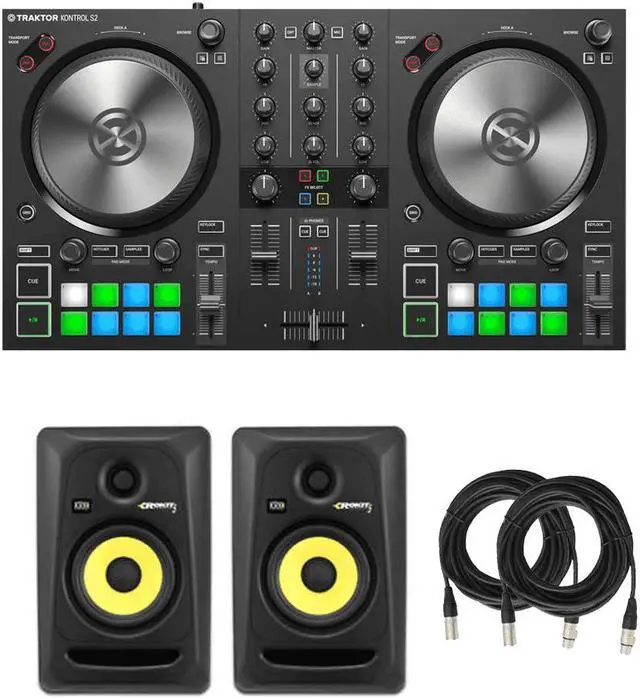 Main image of Native Instruments TRAKTOR KONTROL S2 MK3 + KRK Rokit 5 G3 50W 5" 2-Way Powered Studio Monitor Black RP5G3 Pair New and Cables.