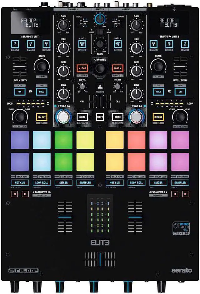 Alt view image 3 of 11 - Reloop ELITE 2-Channel DVS Battle Mixer for Serato DJ Pro
