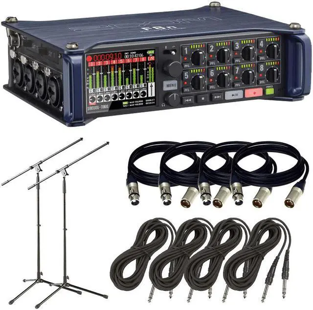 Main image of Zoom F8n Multi-Track Field Recorder + Tripod Mic Stand + (4) XLR to XLR Cables and (4) TRS to TRS Cables.