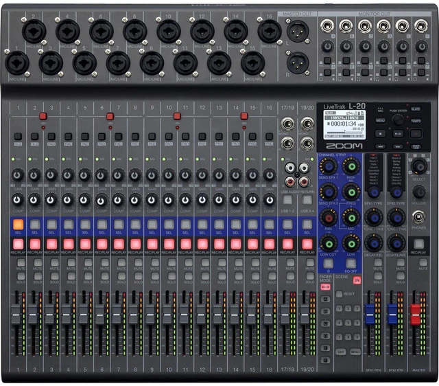 Alt view image 3 of 7 - Zoom LiveTrak L-20 - 20-Input Digital Mixer & Multitrack Recorder + PreSonus Eris E4.5 Hi-Definition 2-Way 4.5" Nearfield Monitors (Pair) and Cables.
