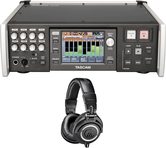 Main image of Tascam HS-P82 8-Channel Field Audio Recorder + Audio-Technica ATH-M50x Monitor Headphones (Black)