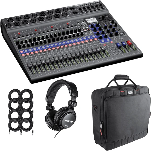 Main image of Zoom LiveTrak L-20 - 20-Input Digital Mixer & Multitrack Recorder + Gator Cases G-MIXERBAG-1818 Padded Nylon Mixer/Equipment Bag + Tascam TH-02 Studio Headphones and Cables.