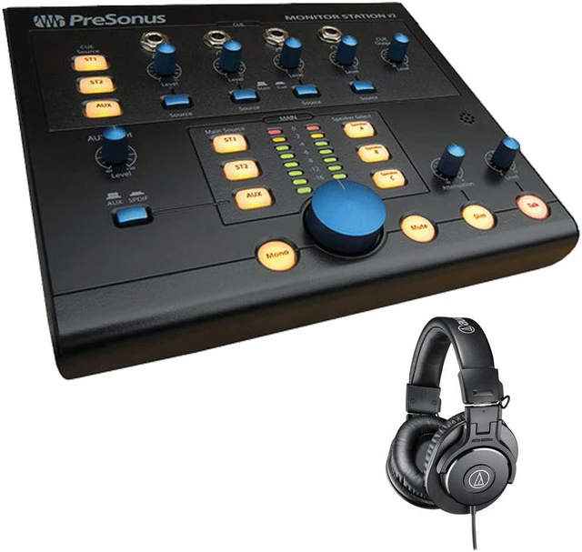 Main image of PreSonus Monitor Station V2 Desktop Studio Control Center + Audio-Technica ATH-M30x Monitor Headphones (Black)