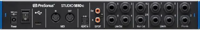 Alt view image 5 of 7 - PreSonus Studio 1810c 18x8 USB Type-C Audio/MIDI Interface + Samson C01 Condenser Microphone + Tascam TH-02 Studio Headphones (Black) and Cable.