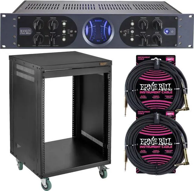 Main image of Manley Nu Mu Stereo Compressor/Limiter, Auray ERS-12U Rack, (2) ErnieBall 1/4 Bundle