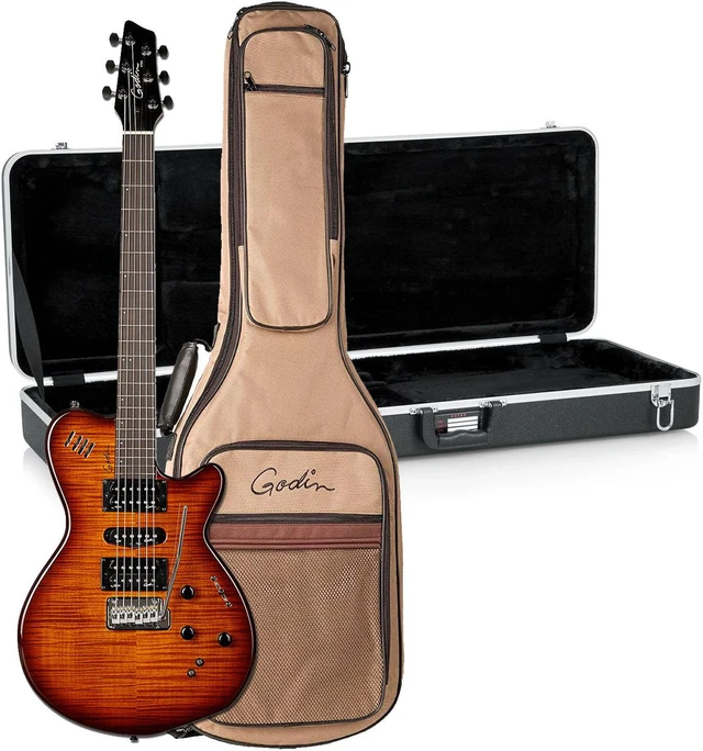 Main image of Godin (028672) xtSA Light Burst Flame Electric Guitar with Gig Bag, Gator GC-ELECTRIC-A Deluxe ABS Bundle