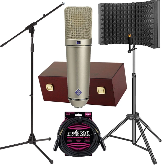 Main image of Neumann U 87 Ai Large-diaphragm Condenser Mic(Nickel), Aokeo AO-302 With Stand, ErnieBall XLR Cable, Mic Stand Bundle