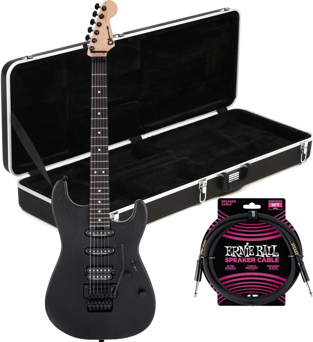 Main image of Charvel Pro-Mod San Dimas Style 1 HSS FR Sassafras Satin Black, Gator GC-ELECTRIC-A Case, ErnieBall Cable Bundle