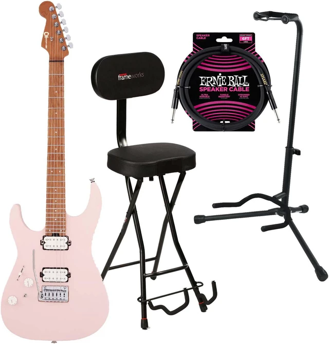 Main image of Charvel Pro-Mod DK24 HH 2PT CM LH (Satin Shell Pink), Gator GFW-GTR-1000 Stand, Gator GFW-GTR-SEAT, ErnieBall Cable Bundle