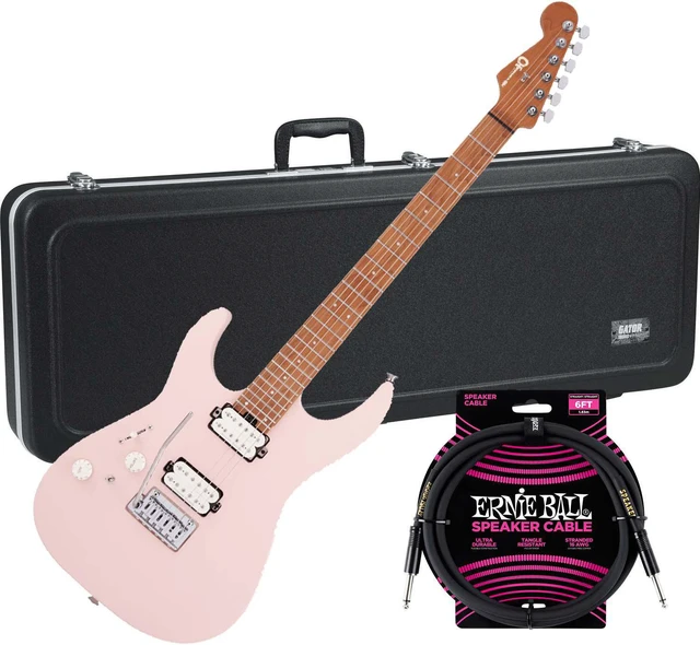 Main image of Charvel Pro-Mod DK24 HH 2PT CM LH (Satin Shell Pink), Gator GC-ELECTRIC-A Case, ErnieBall Cable Bundle