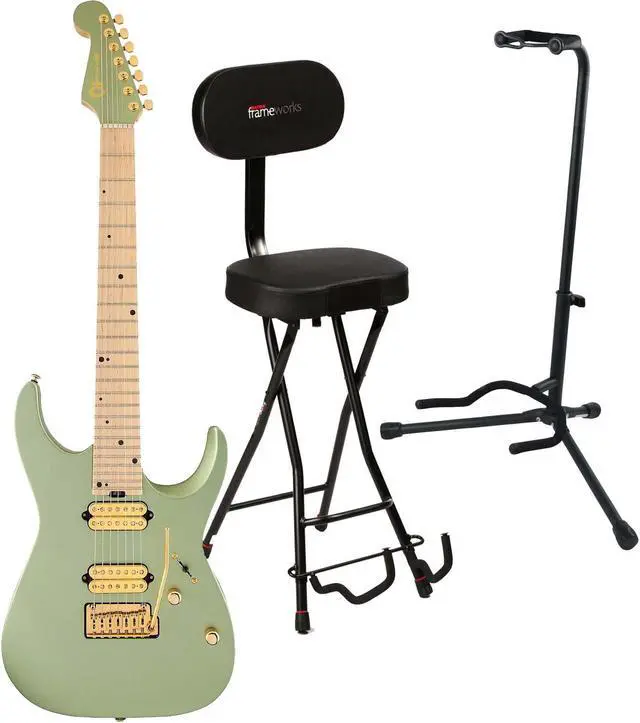 Main image of Charvel DK24-7 NOVA Pro-Mod  Satin Sage Green, Gator GFW-GTR-1000 Stand, Gator GFW-GTR-SEAT Bundle