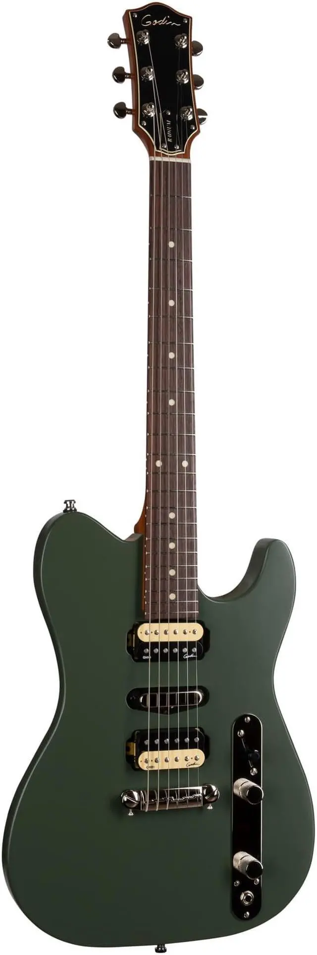 Alt view image 3 of 7 - Godin (050406) Radium Electric Guitar  Matte Green, ErnieBall Cable, KLIQ TinyTune, Gator GFW-GTR-1000 Stand Bundle