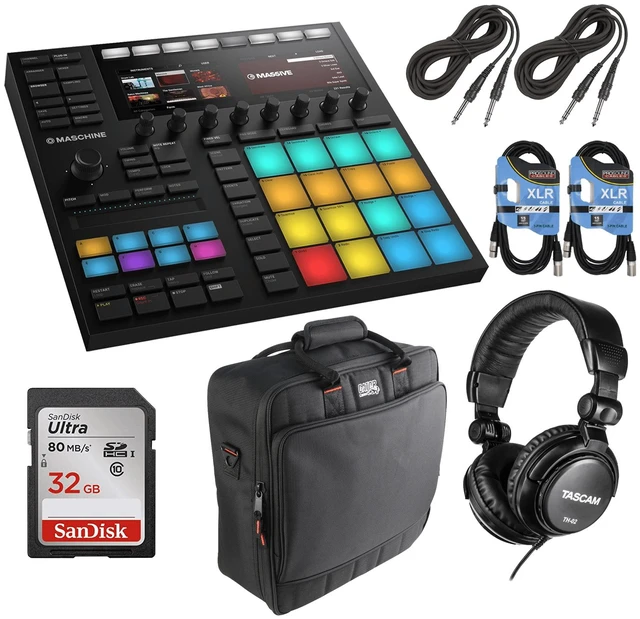 Main image of Native Instruments MASCHINE MK3 - Groove Production Studio (Black) + Gator Cases G-MIXERBAG-1515 Padded Nylon Bag + Tascam TH-02 Studio Headphones and Cables.
