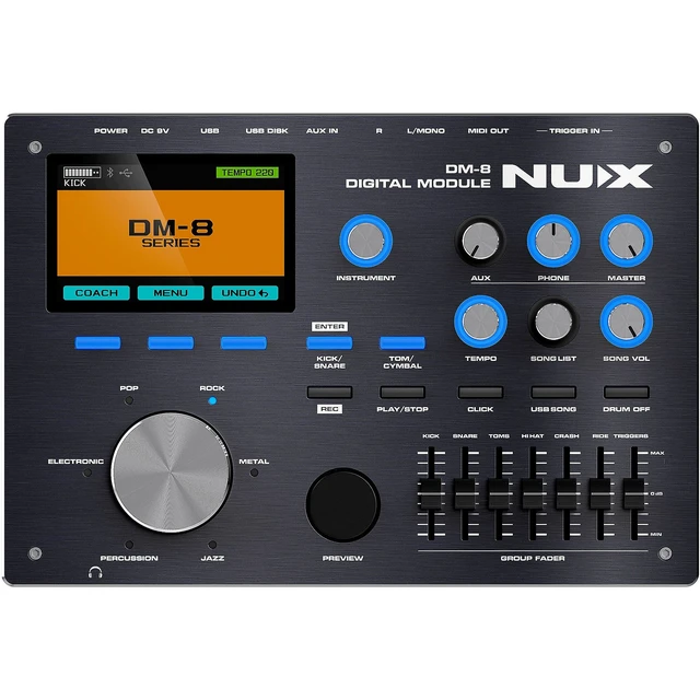 Alt view image 4 of 7 - NUX DM-8 All Remo Mesh-Head Digital Drum Kit - PSG AUDIO Cobra 112A - 1/4 Cable Bundle