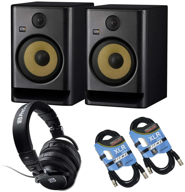 Main image of (2) KRK ROKIT 8 G5 8-inch Powered Studio Monitor (Black) - Presonus HD9 - (2)XLR Cable Bundle