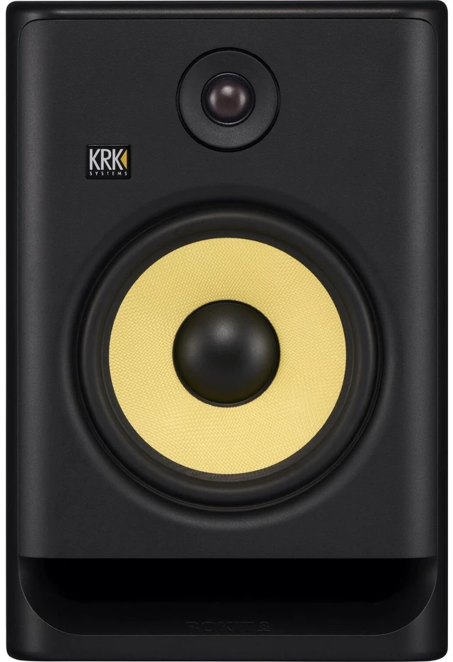 Alt view image 3 of 7 - (2) KRK ROKIT 8 G5 8-inch Powered Studio Monitor (Black) - Pair of Desktop Speaker Stands - (2)XLR Cable Bundle