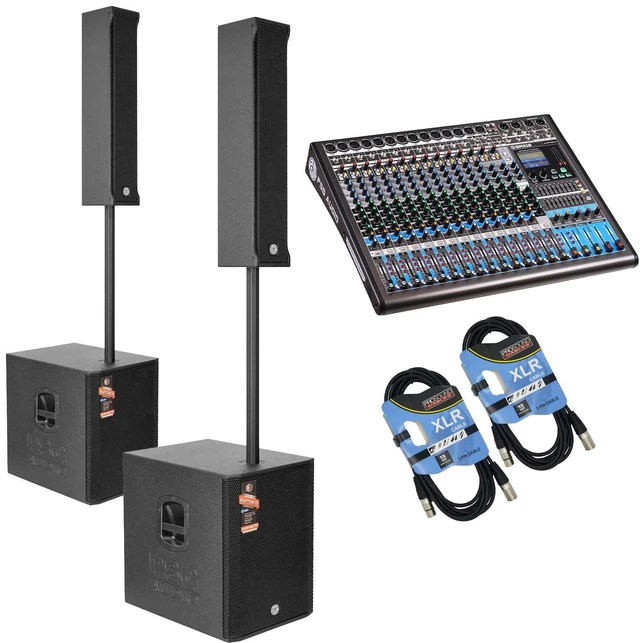 Main image of (2) PSG AUDIO Raptor 15 3400W Portable Line Array with 15 Sub - PSG Audio EMX16 - (2) XLR Cables Bundle