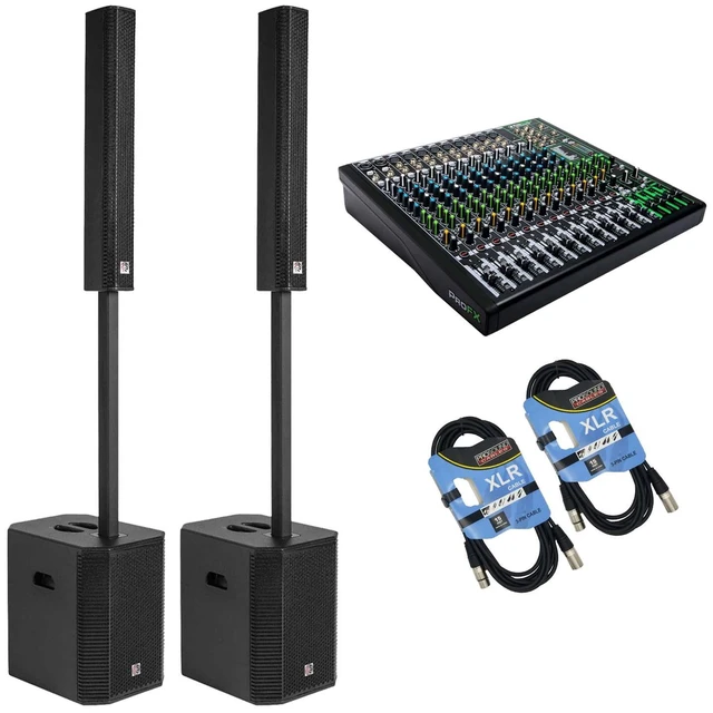 Main image of (2) PSG AUDIO Raptor 12 3200W Portable Line Array with 12 Sub - Mackie PROFX12V3 - (2) XLR Cables Bundle