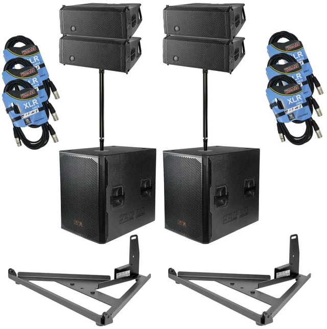 Main image of (4) DAS Audio Event-28A - (2) Pro DG S118A Sub (2) AXS-EV28 - (2) Poles - (6) XLR Cables Bundle