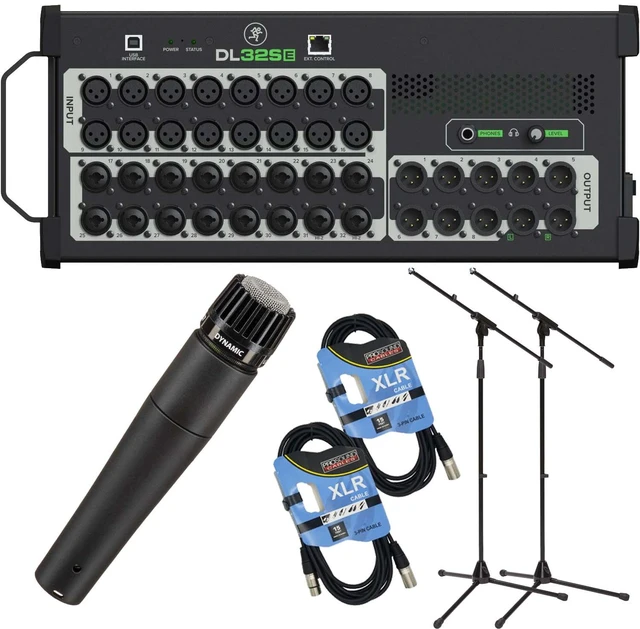 Main image of Mackie DL32SE 32 CH Digital Mixer - Shure SM57 Mic - (2) Mic Stands - (2) XLR Cables Bundle